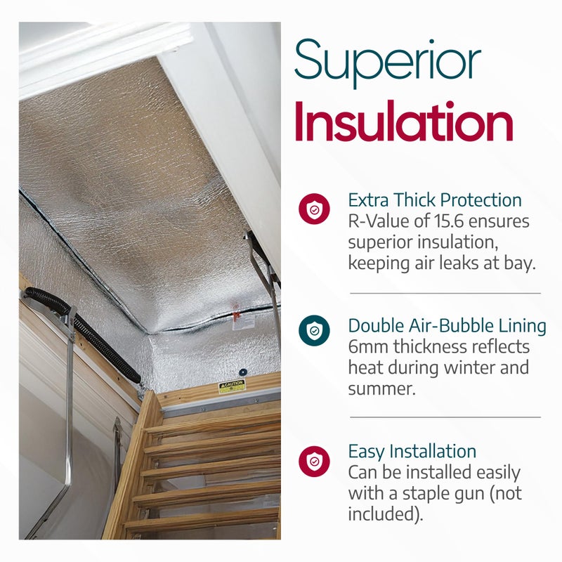 Miloo Attic Door Insulation Cover for Pull Down Ladder or Stair 25" x 54" x 11"- R-Value 15.6 Extra Thick Fire Proof Attic Tent Stairway Insulator with Easy Installation, Door Seal Hatch by Miloo - Image 5